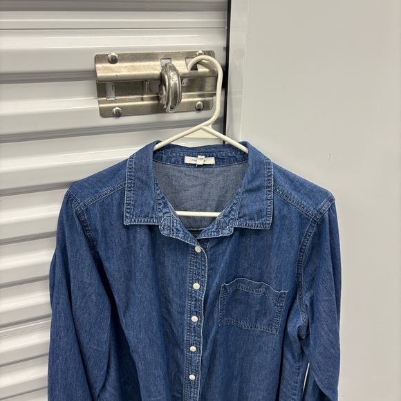 Maurices Dark Blue Casual Long Sleeve Button Down Denim Jean Chambray Shirt 1 XL - Picture 3 of 16